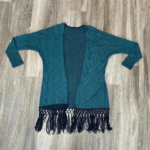 Womens Blue/Green Fringe Cardigan - M